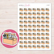 Peach Tool Box Planner Stickers | I-10457 — 5 × 7 inch sheet and enlarged sticker detail