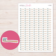 Peach Toothbrush Planner Stickers | I-10459 — 5 × 7 inch sheet and enlarged sticker detail