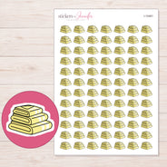 Yellow Folded Towels Planner Stickers | I-10461 — 5 × 7 inch sheet and enlarged sticker detail