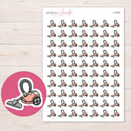 Peach Vacuum Planner Stickers | I-10466 — 5 × 7 inch sheet and enlarged sticker detail
