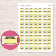 Yellow Polka Dot Washi Roll Planner Stickers | I-10475 — 5 × 7 inch sheet and enlarged sticker detail