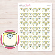 Yellow Scale Planner Stickers | I-10478 — 5 × 7 inch sheet and enlarged sticker detail