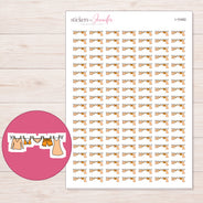 Peach Clothesline Planner Stickers | I-10482 — 5 × 7 inch sheet and enlarged sticker detail