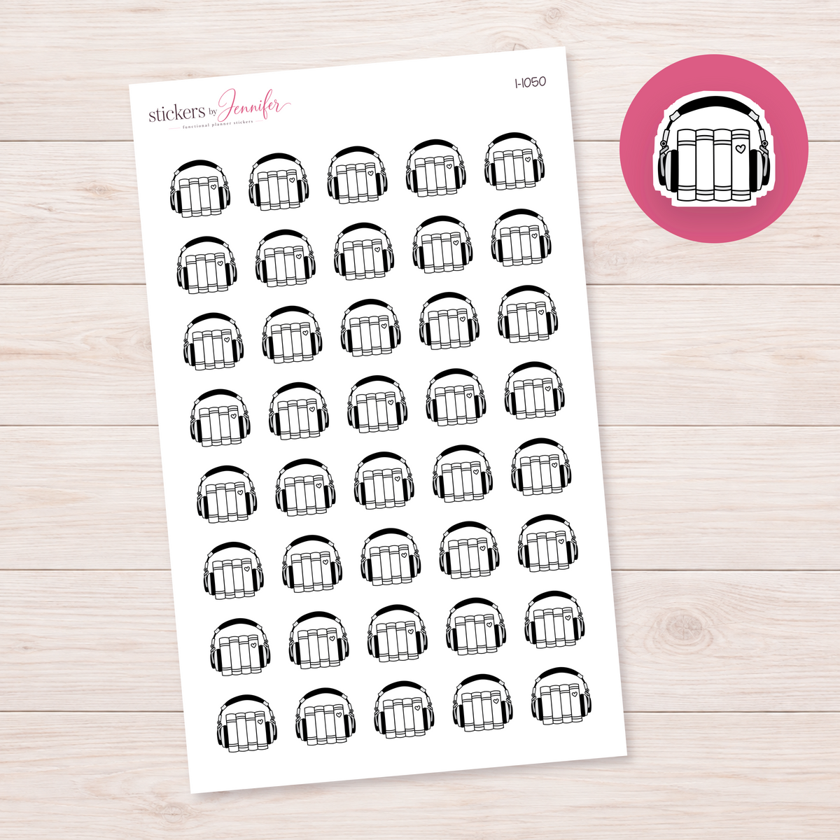 White Audiobook Books Planner Stickers | I-1050