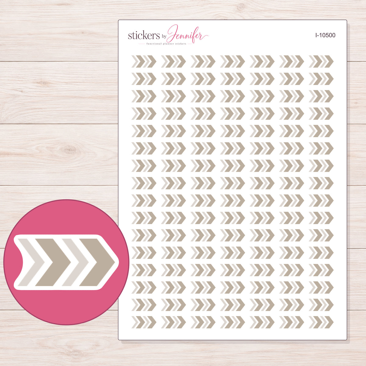 I-10500 planner sticker sheet with enlarged sticker detail