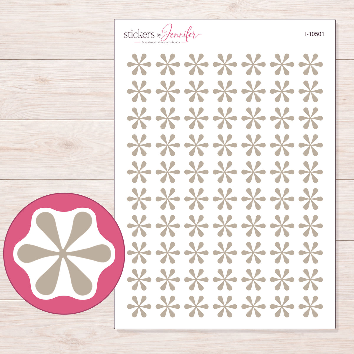 I-10501 planner sticker sheet with enlarged sticker detail