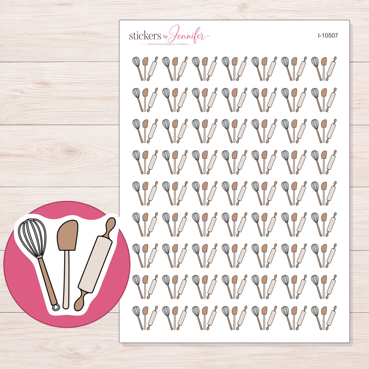 I-10507 planner sticker sheet with enlarged sticker detail