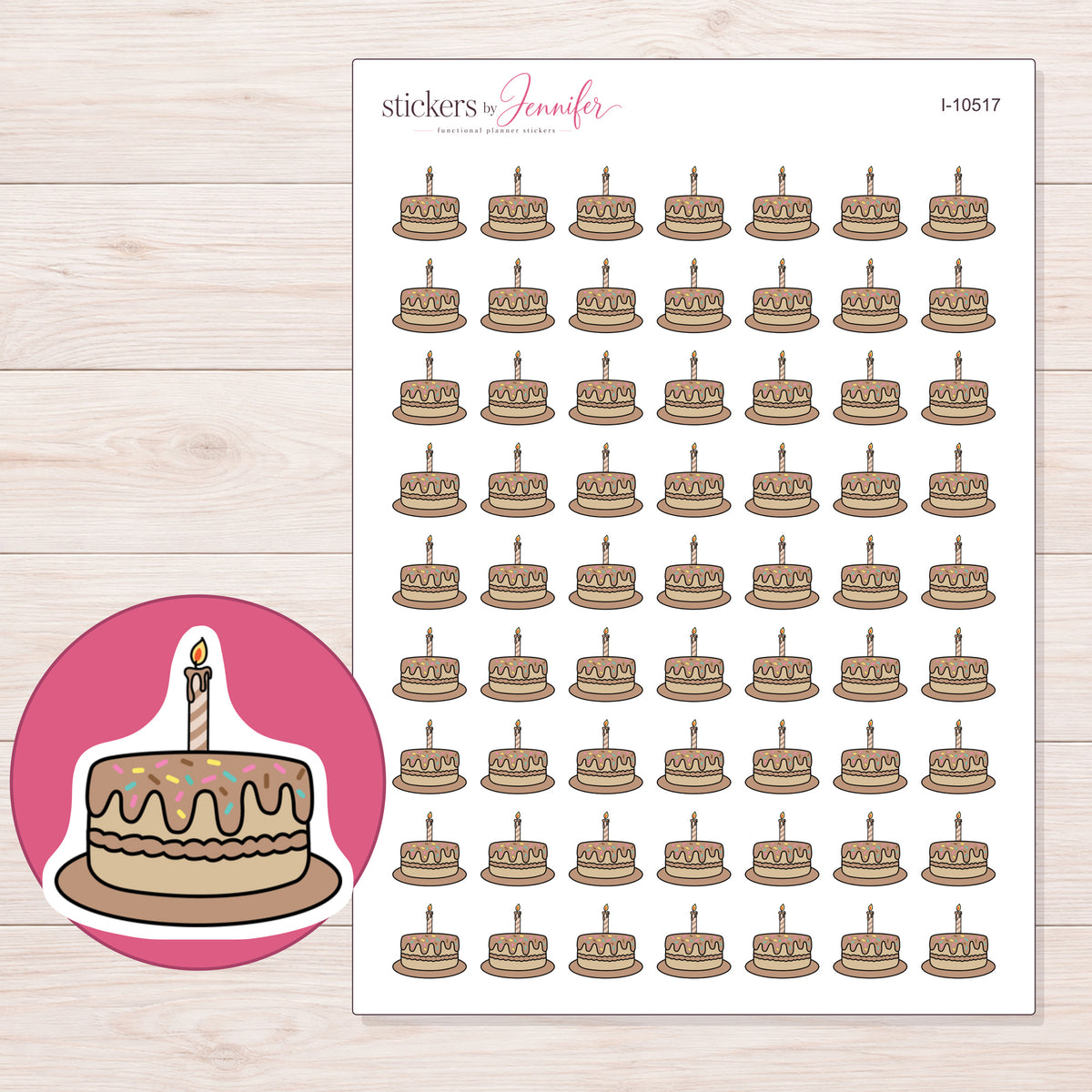 I-10517 planner sticker sheet with enlarged sticker detail