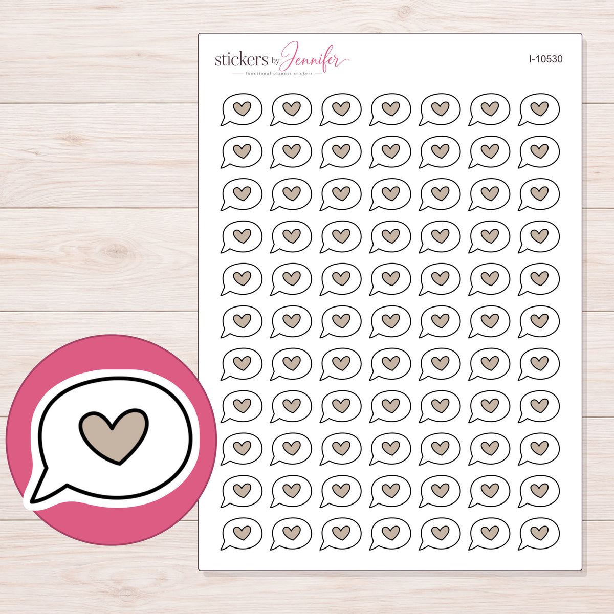 I-10530 planner sticker sheet with enlarged sticker detail