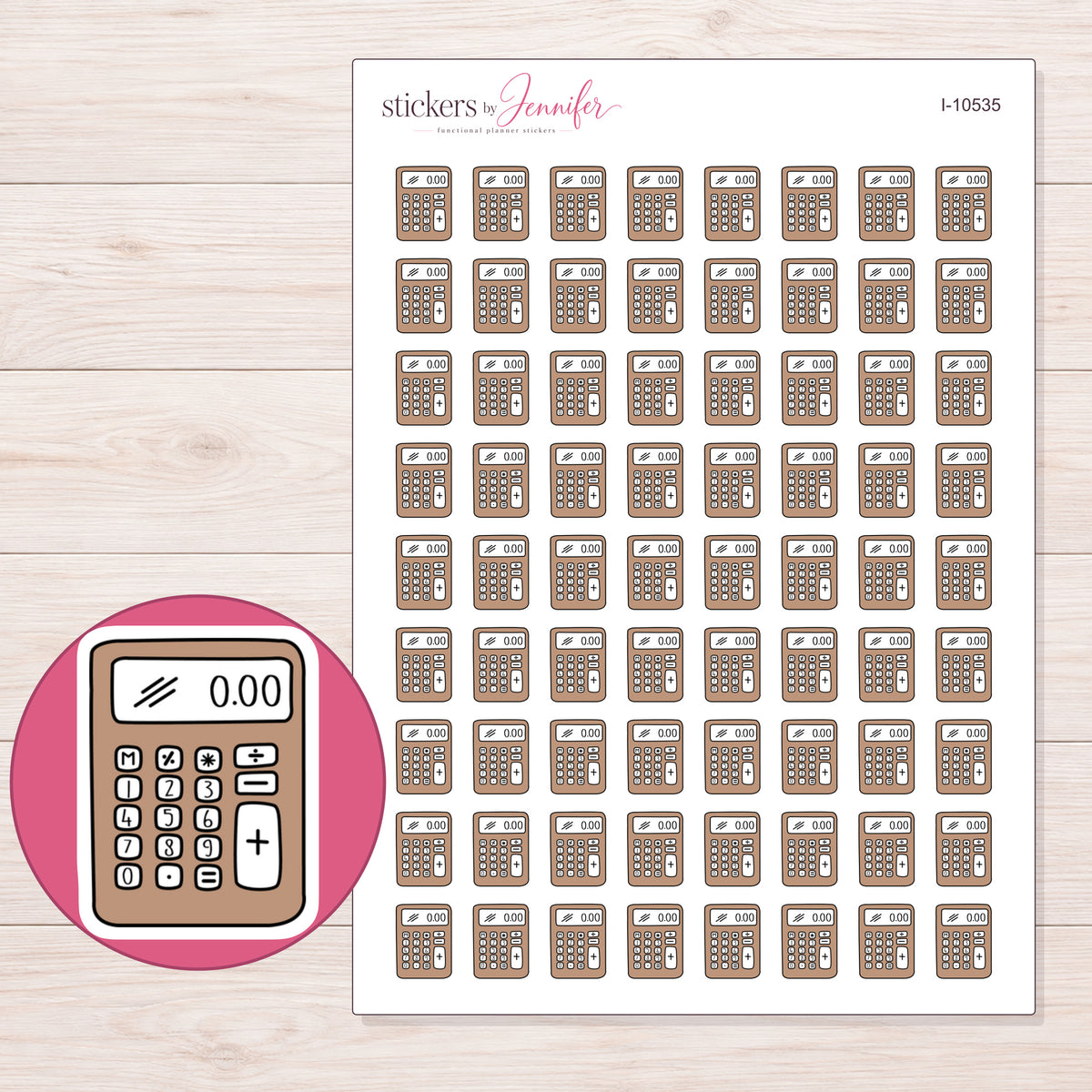 I-10535 planner sticker sheet with enlarged sticker detail