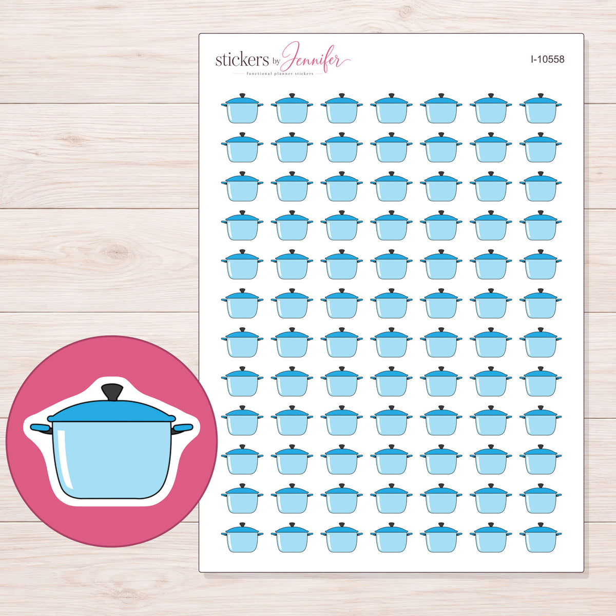I-10558 planner sticker sheet with enlarged sticker detail