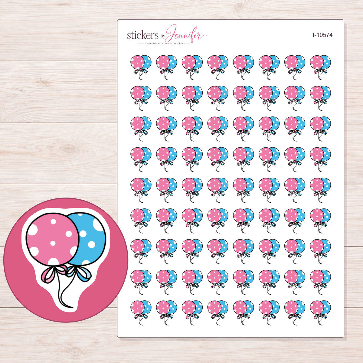 I-10574 planner sticker sheet with enlarged sticker detail