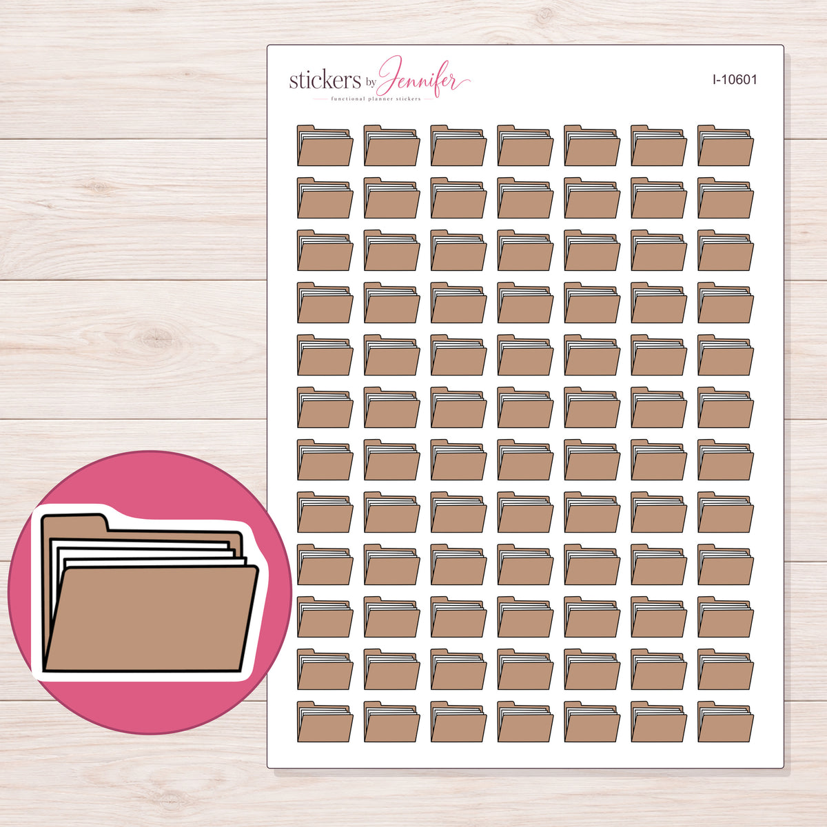 I-10601 planner sticker sheet with enlarged sticker detail