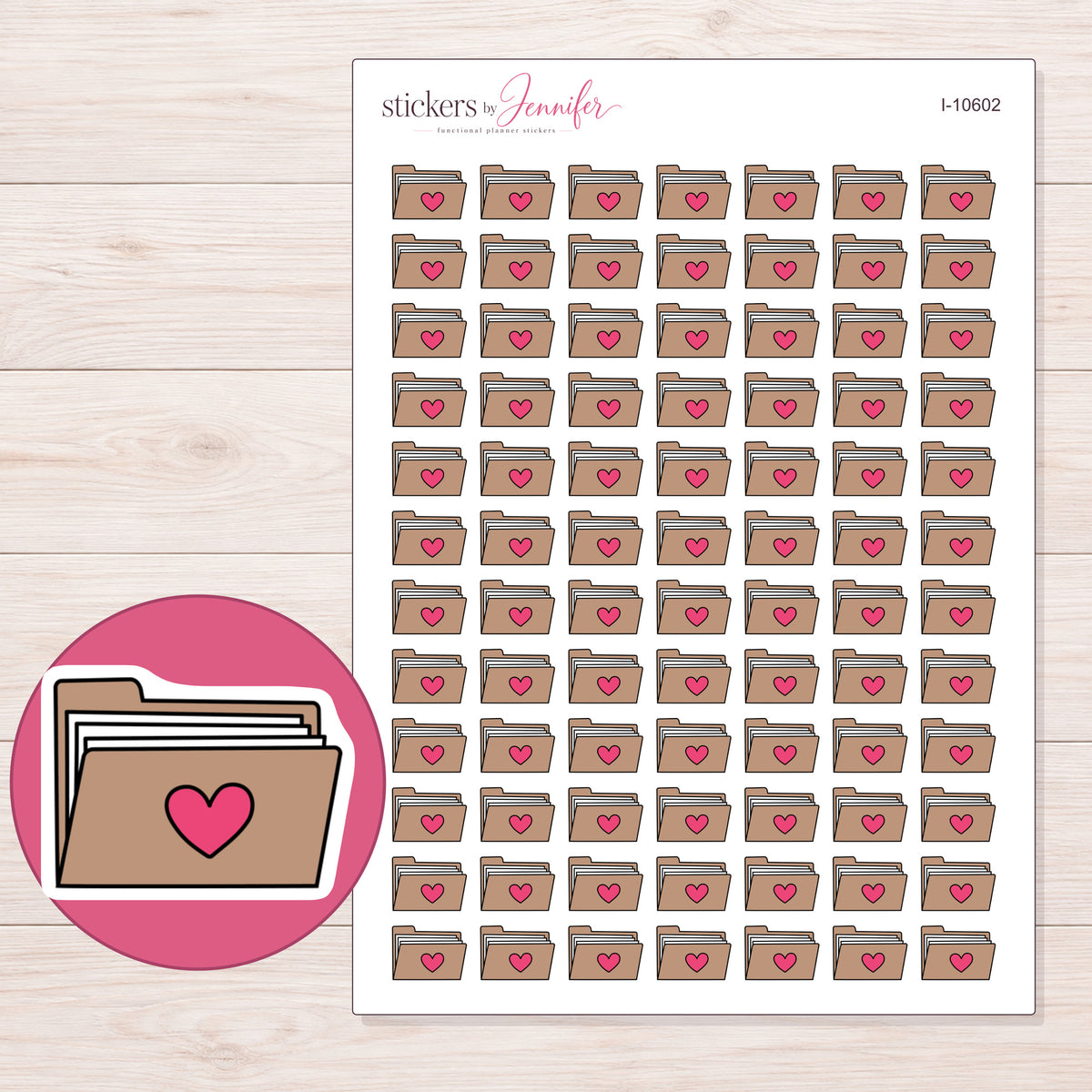 I-10602 planner sticker sheet with enlarged sticker detail