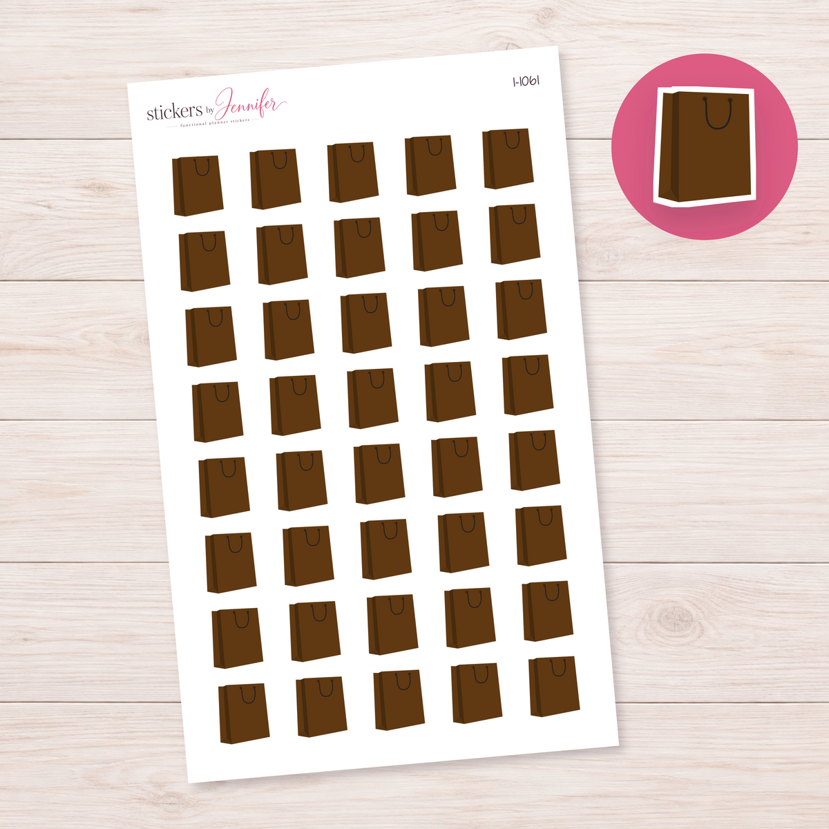 Brown Shopping Bag Planner Stickers | I-1061