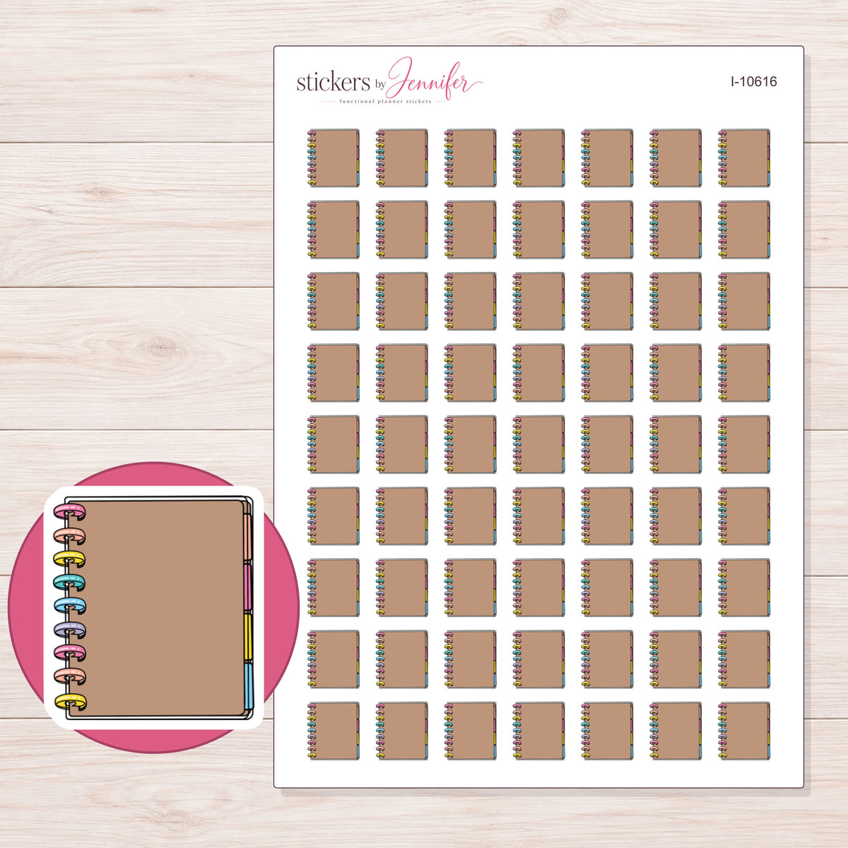 I-10616 planner sticker sheet with enlarged sticker detail