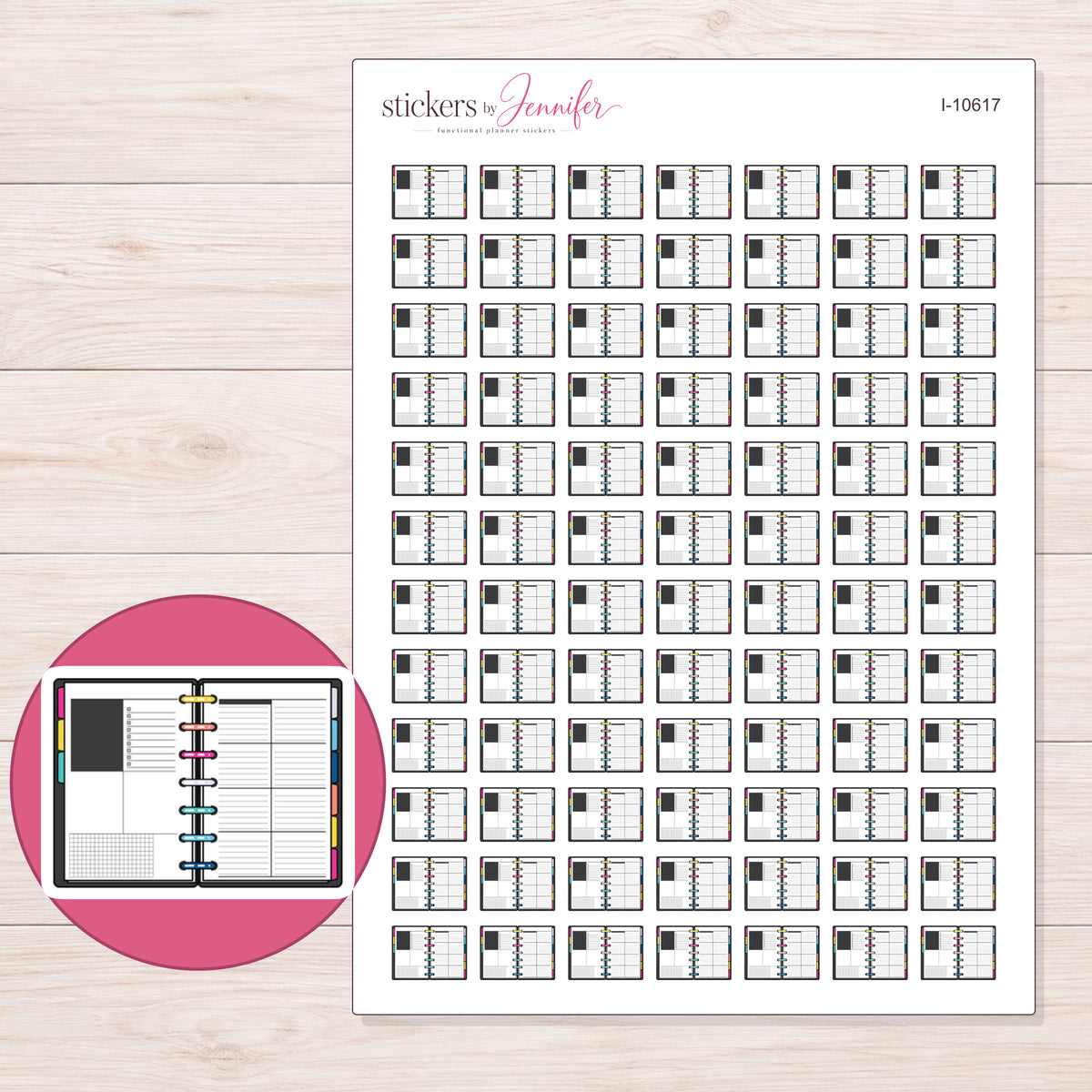 I-10617 planner sticker sheet with enlarged sticker detail