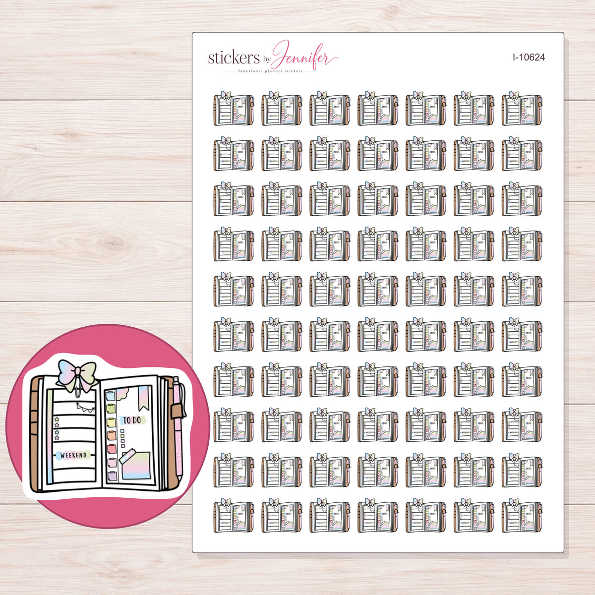 I-10624 planner sticker sheet with enlarged sticker detail