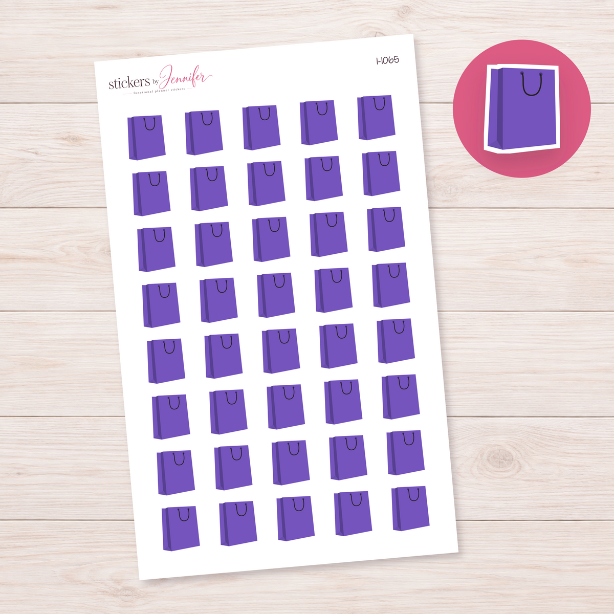 Purple Shopping Bag Planner Stickers | I-1065