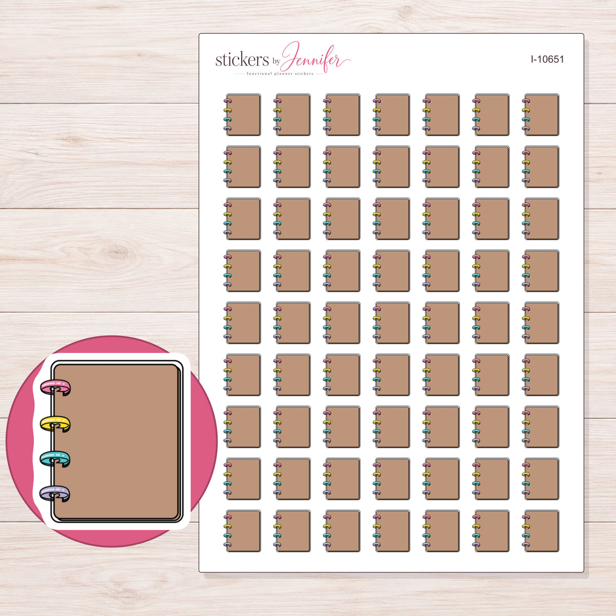 I-10651 planner sticker sheet with enlarged sticker detail