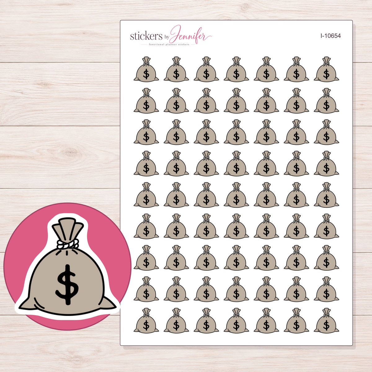 I-10654 planner sticker sheet with enlarged sticker detail