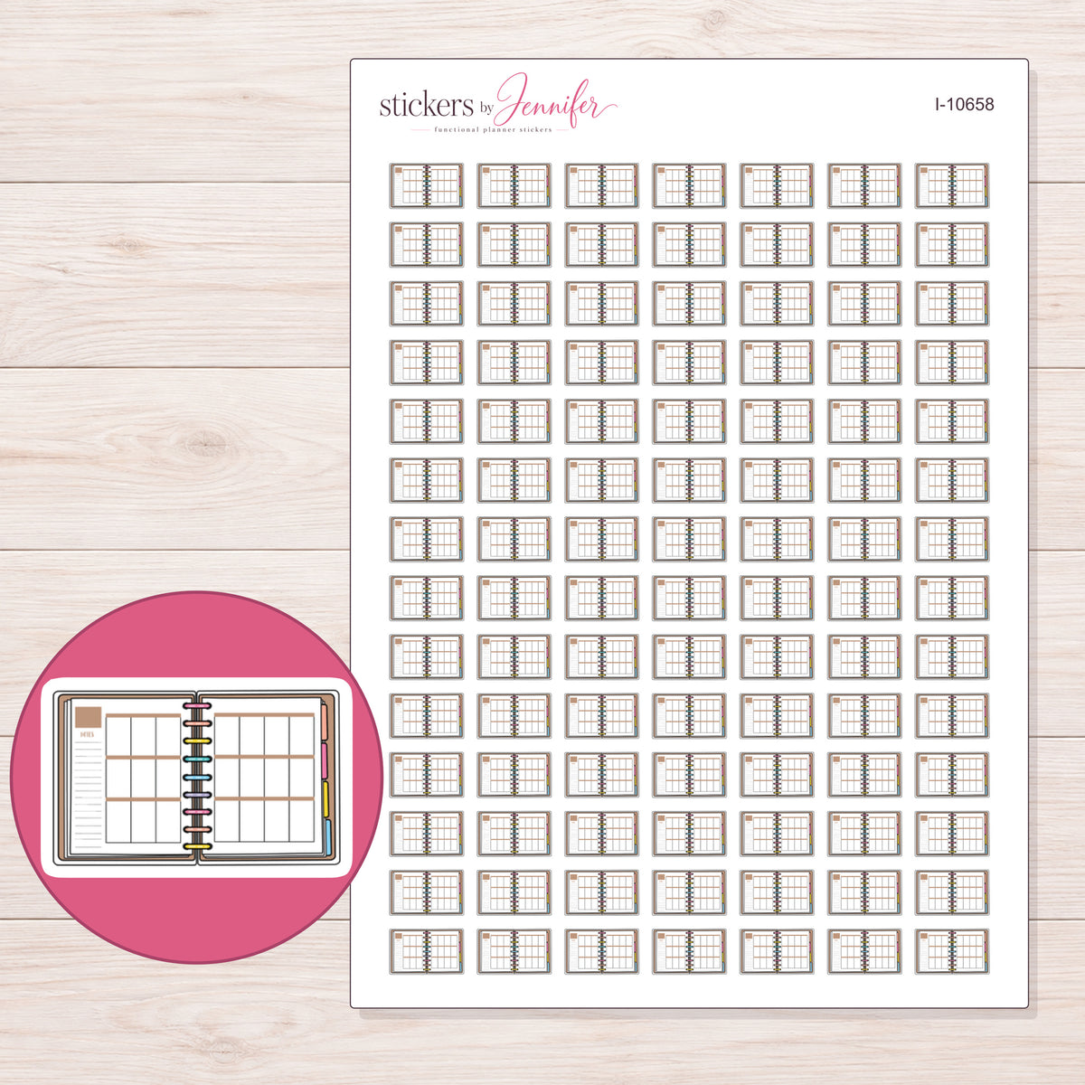 I-10658 planner sticker sheet with enlarged sticker detail