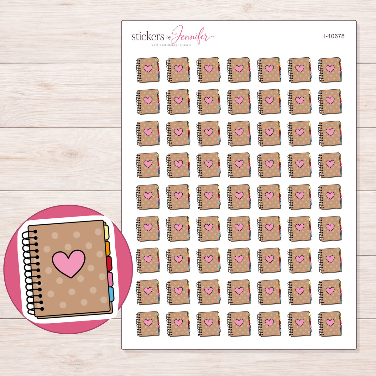 I-10678 planner sticker sheet with enlarged sticker detail