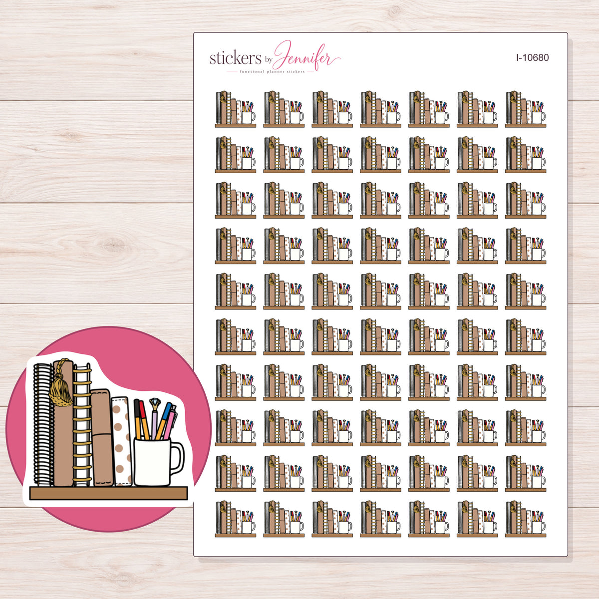 I-10680 planner sticker sheet with enlarged sticker detail