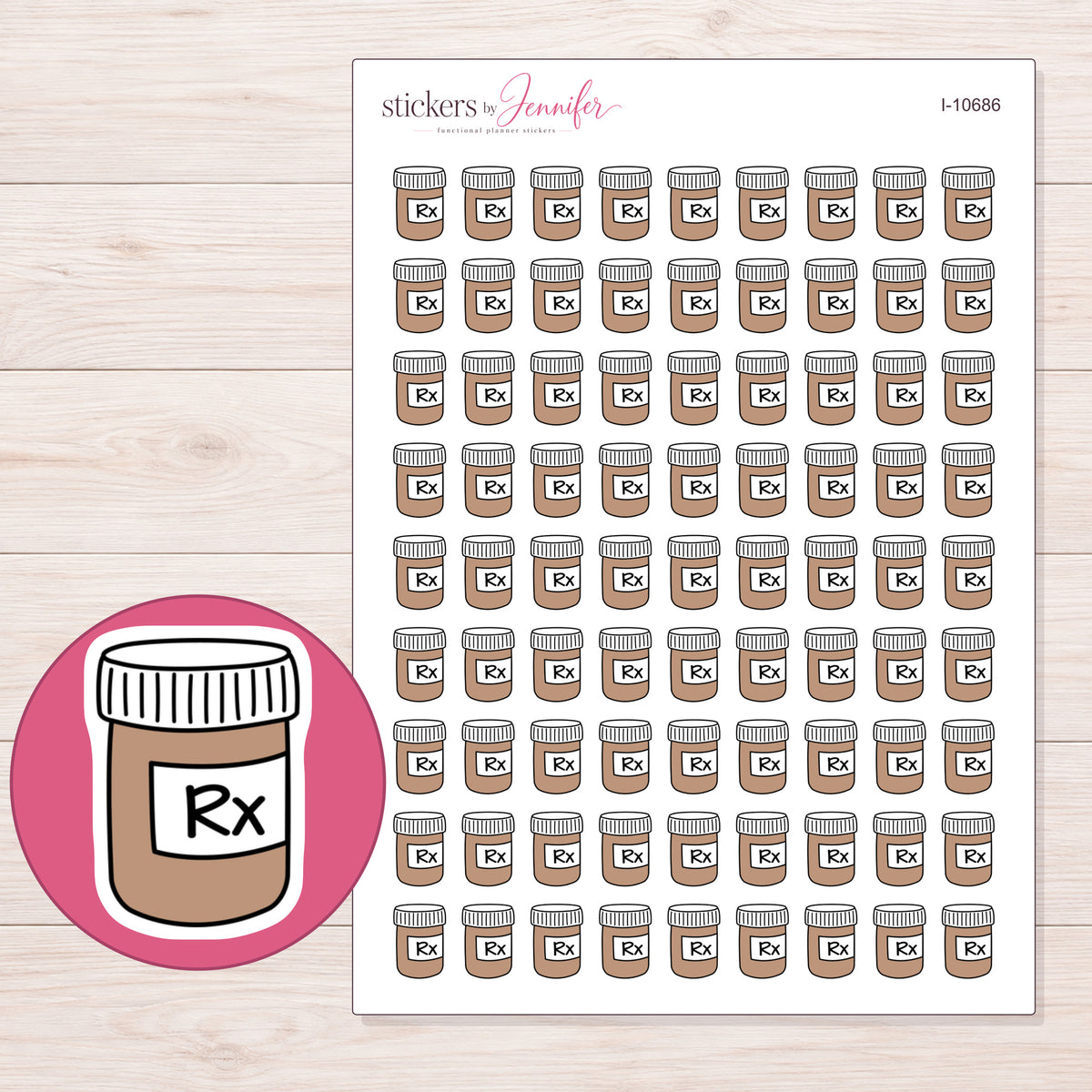 I-10686 planner sticker sheet with enlarged sticker detail