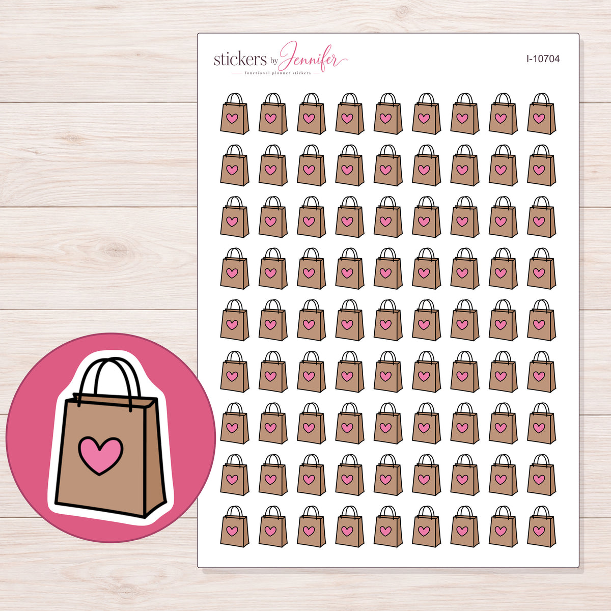 I-10704 planner sticker sheet with enlarged sticker detail