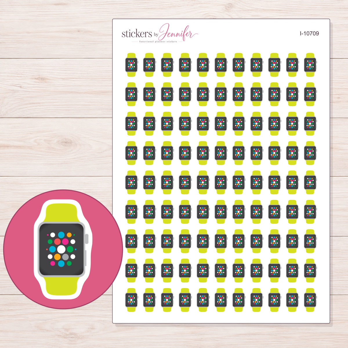 I-10709 planner sticker sheet with enlarged sticker detail