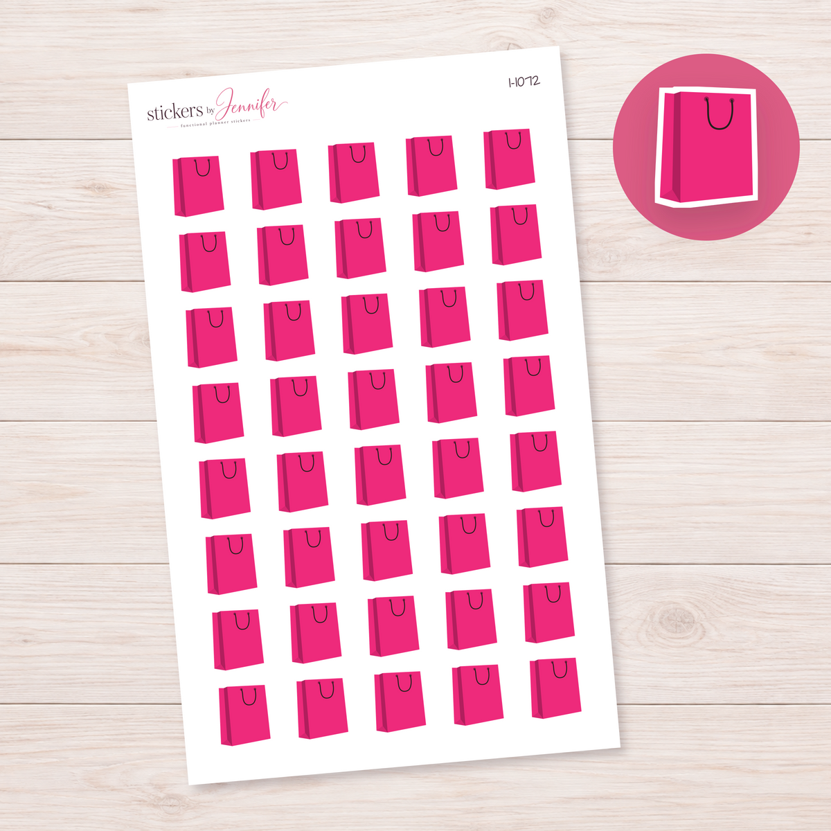 Hot Pink Shopping Bag Planner Stickers | I-1072