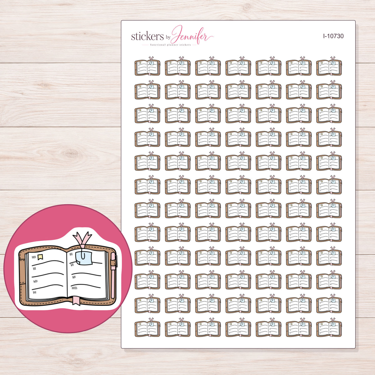 I-10730 planner sticker sheet with enlarged sticker detail