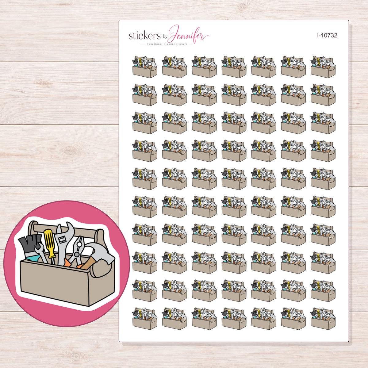 I-10732 planner sticker sheet with enlarged sticker detail