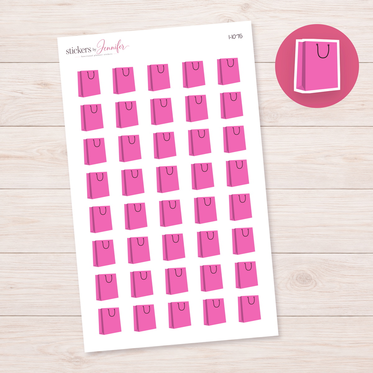 Pink Shopping Bag Planner Stickers | I-1075