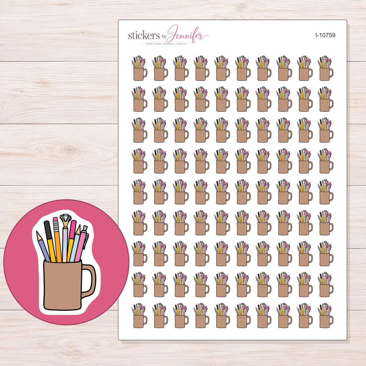 I-10759 planner sticker sheet with enlarged sticker detail