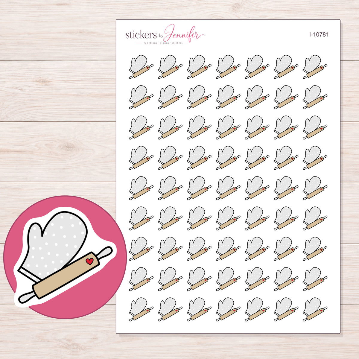 I-10781 planner sticker sheet with enlarged sticker detail