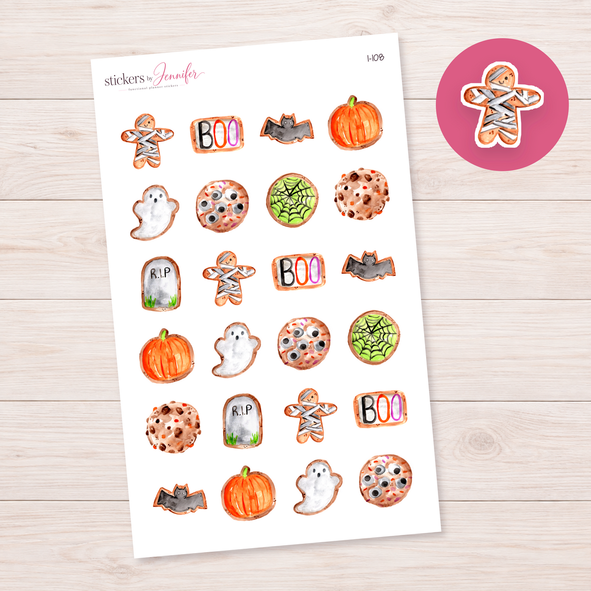 Mummy Gingerbread Cookie Planner Stickers | I-108