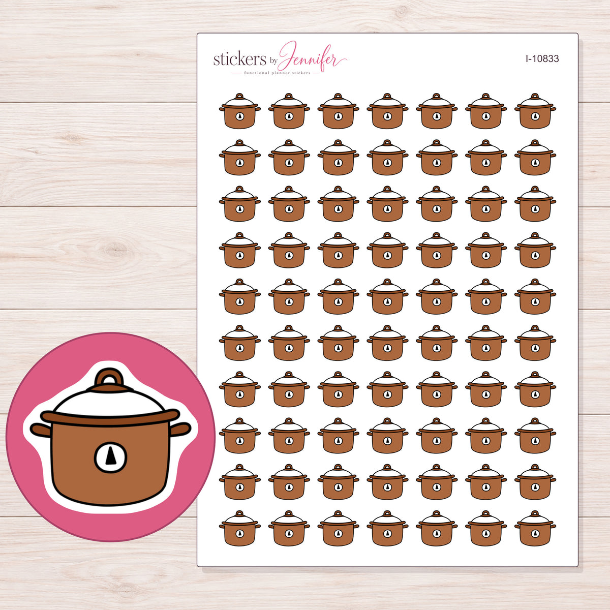 I-10833 planner sticker sheet with enlarged sticker detail