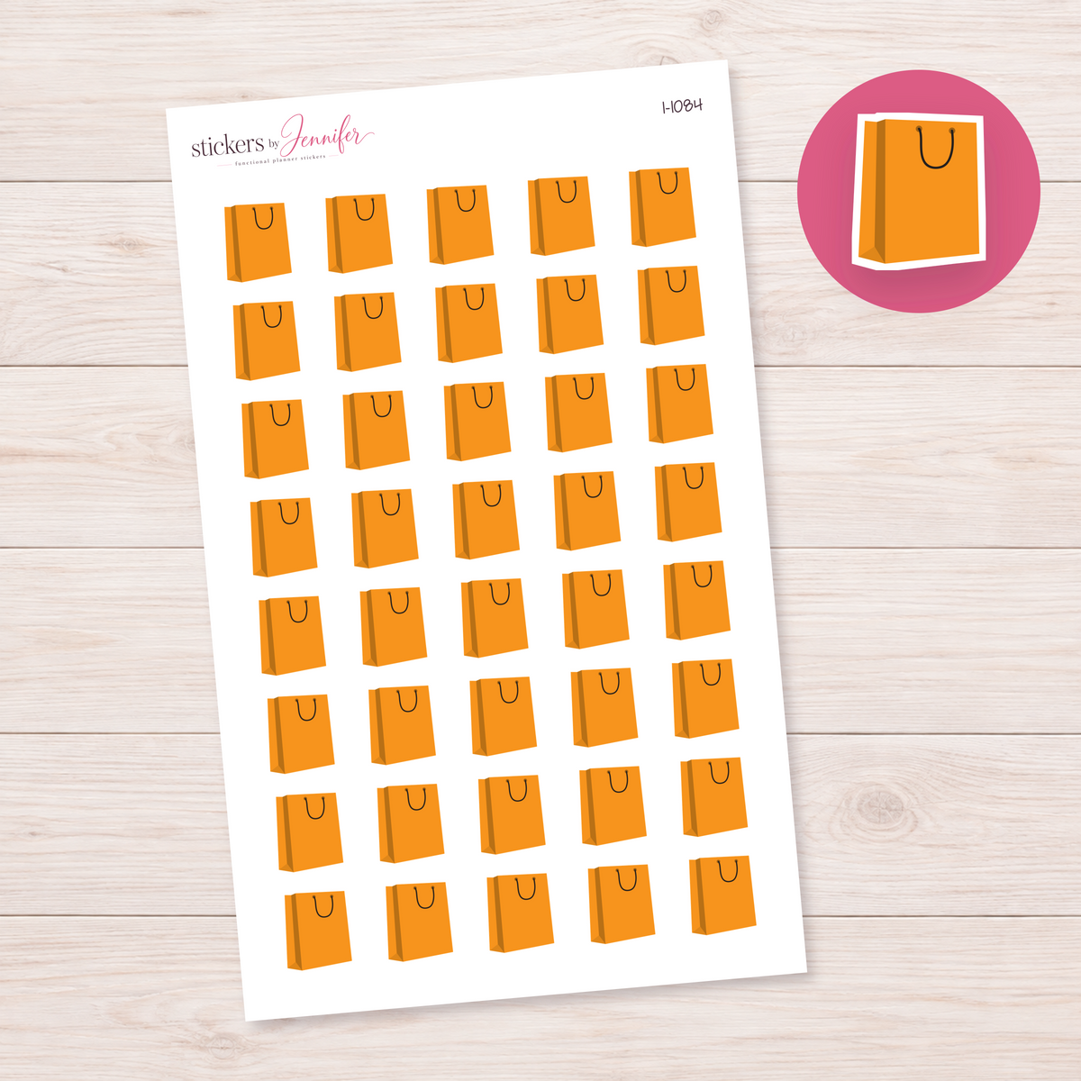 Orange Shopping Bag Planner Stickers | I-1084