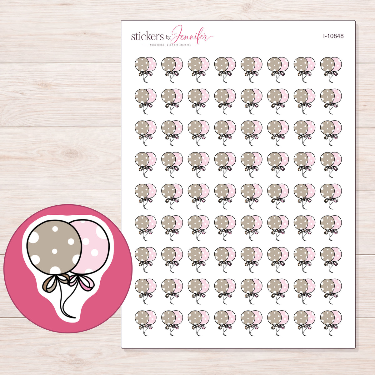 I-10848 planner sticker sheet with enlarged sticker detail