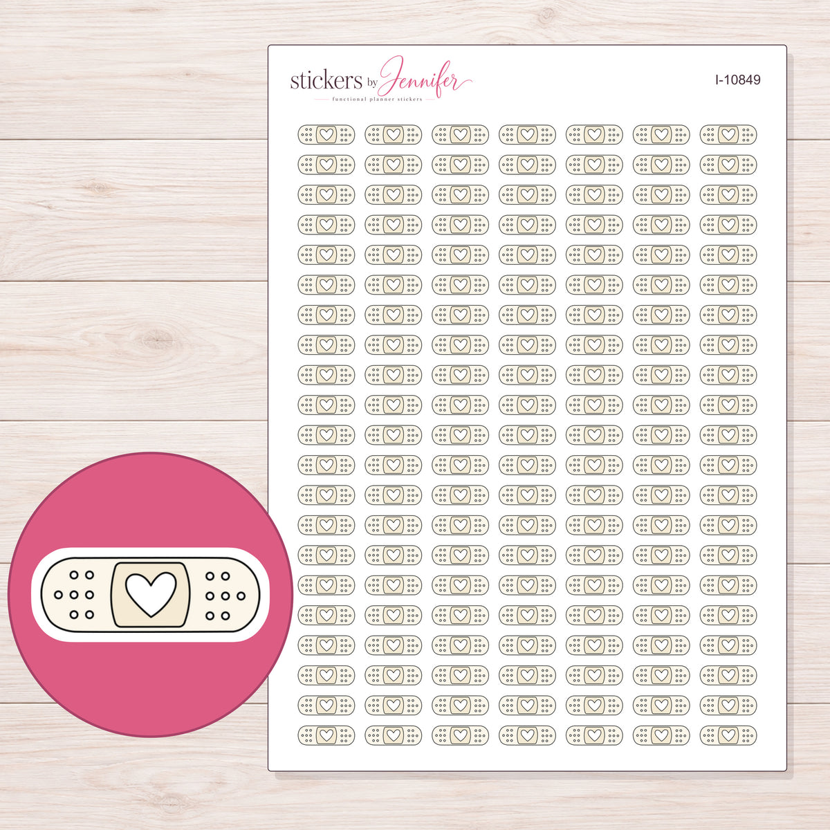 I-10849 planner sticker sheet with enlarged sticker detail