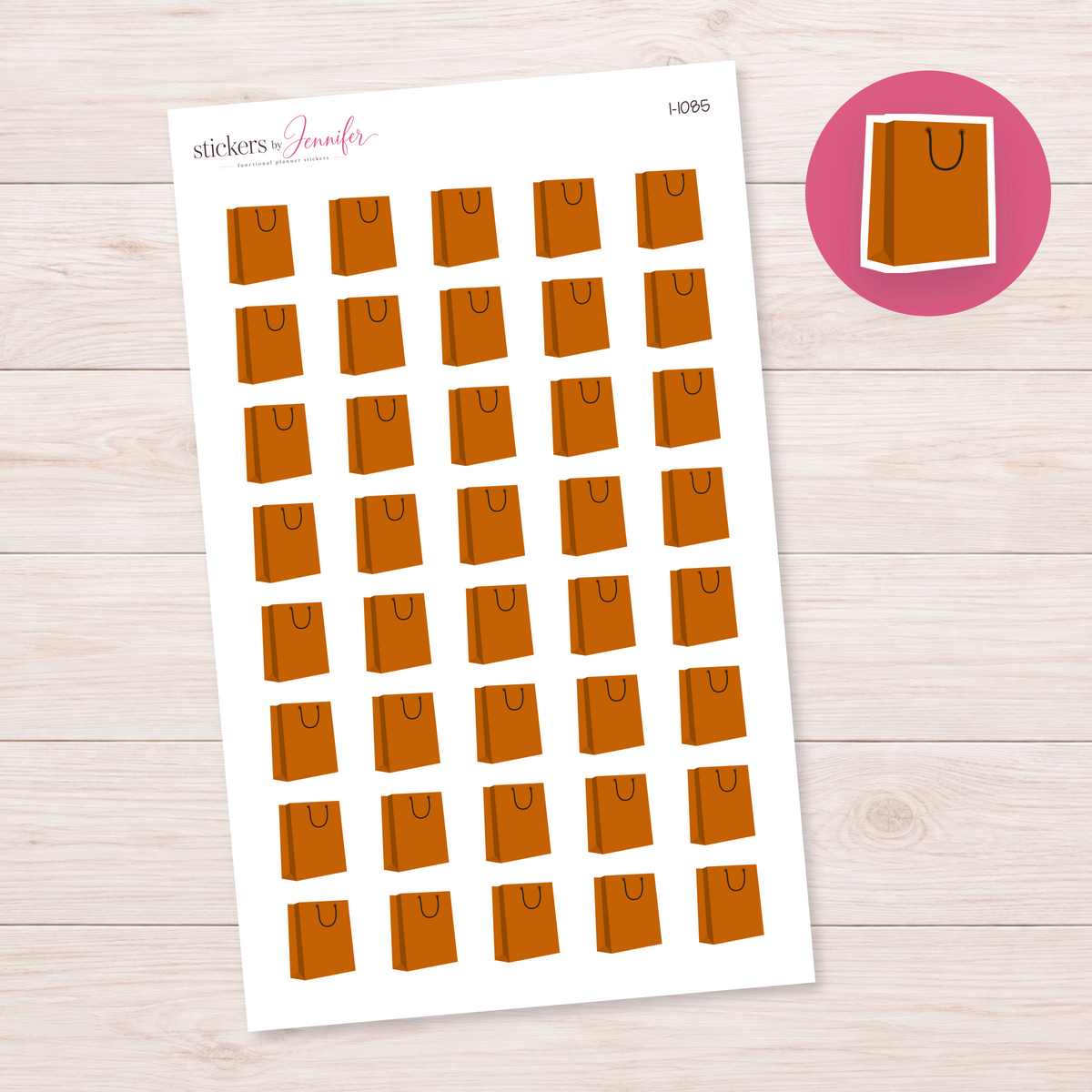 Golden Orange Shopping Bag Planner Stickers | I-1085