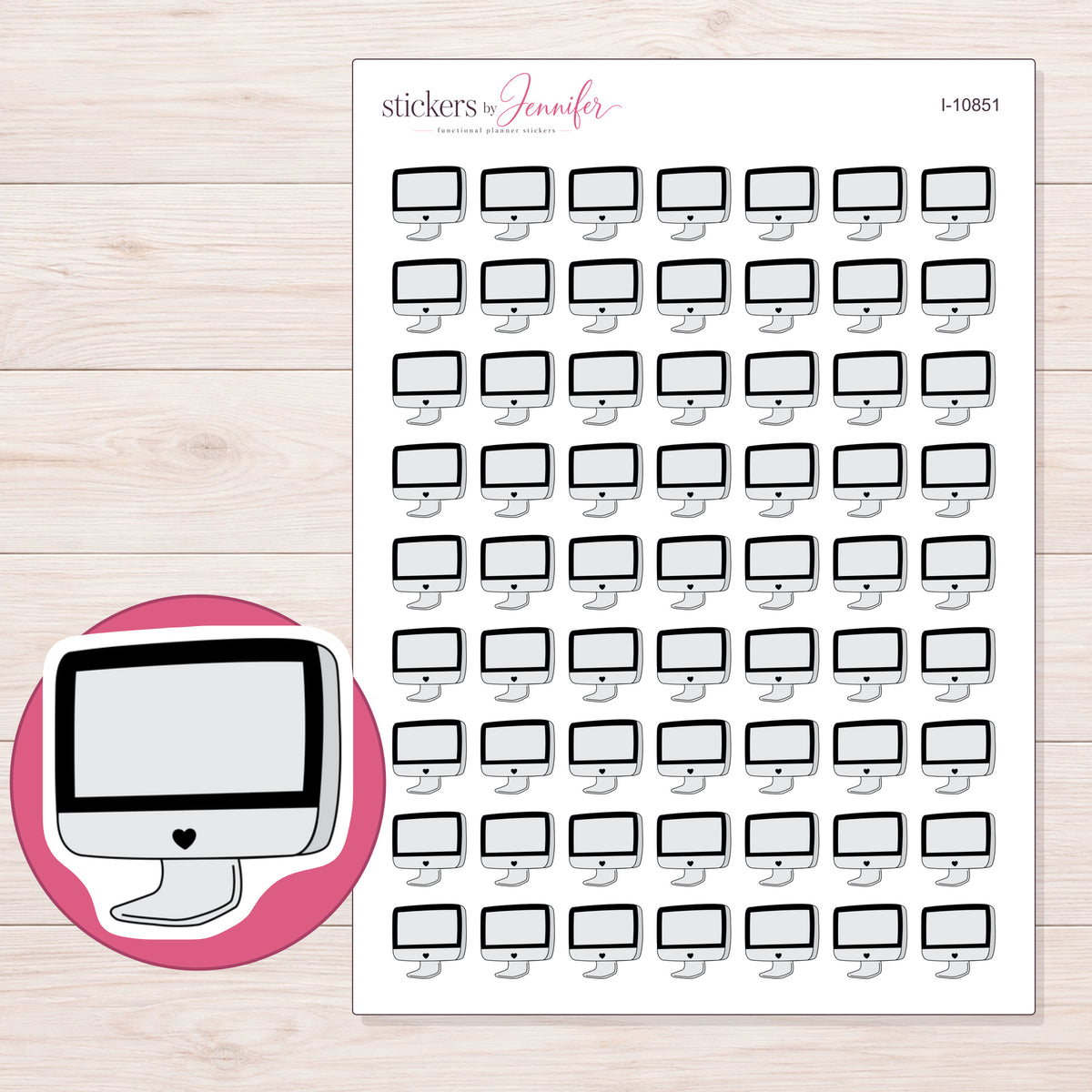 I-10851 planner sticker sheet with enlarged sticker detail
