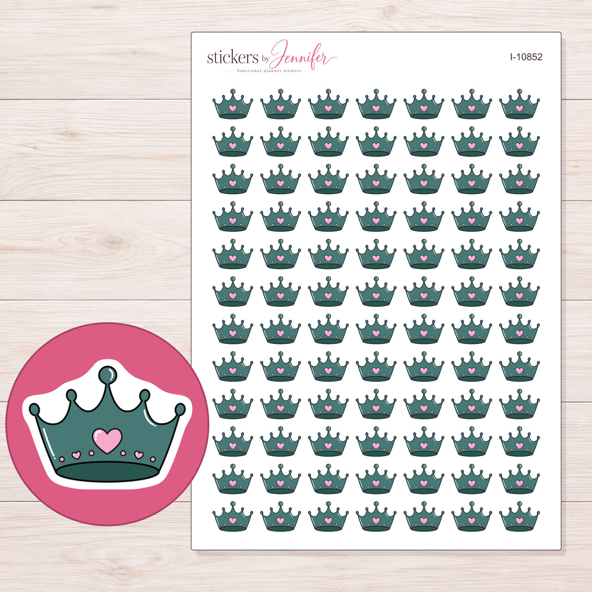 I-10852 planner sticker sheet with enlarged sticker detail