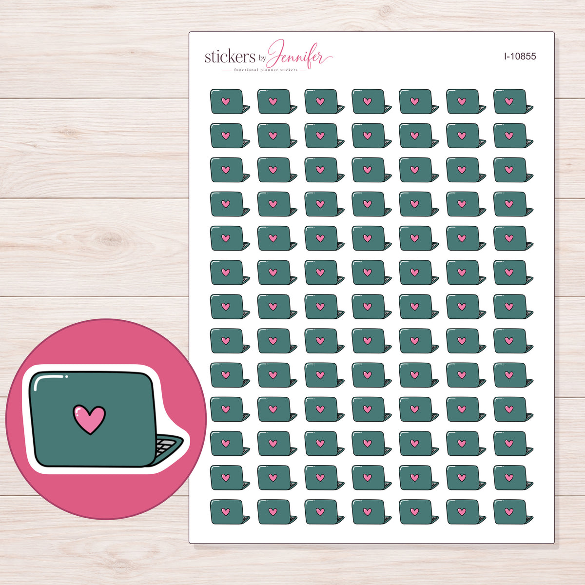 I-10855 planner sticker sheet with enlarged sticker detail