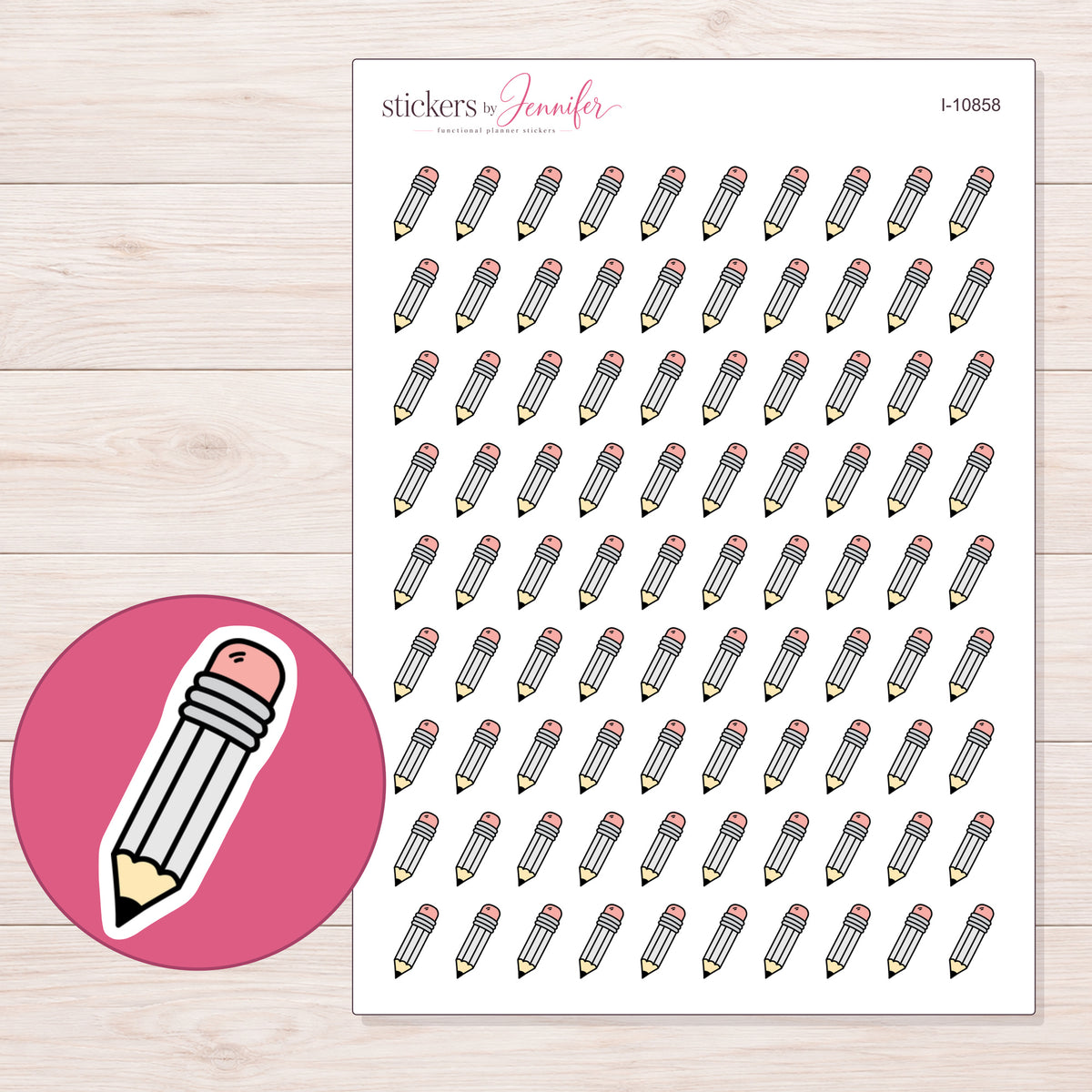 I-10858 planner sticker sheet with enlarged sticker detail