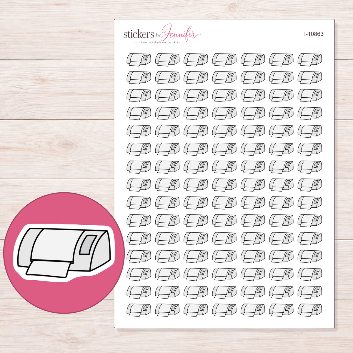 I-10863 planner sticker sheet with enlarged sticker detail
