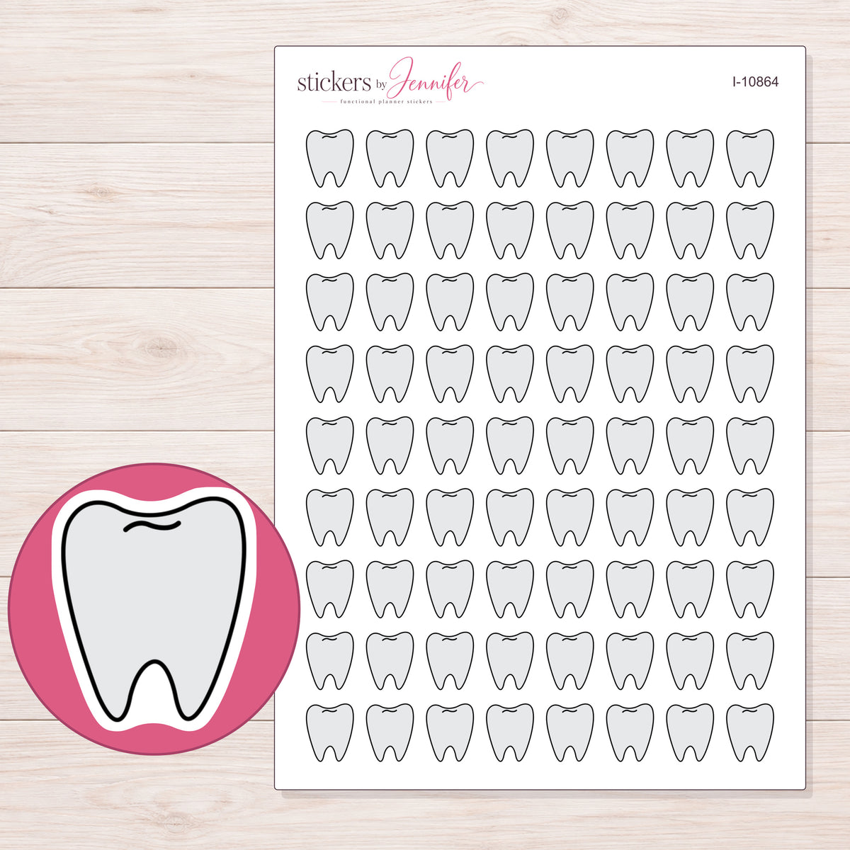 I-10864 planner sticker sheet with enlarged sticker detail