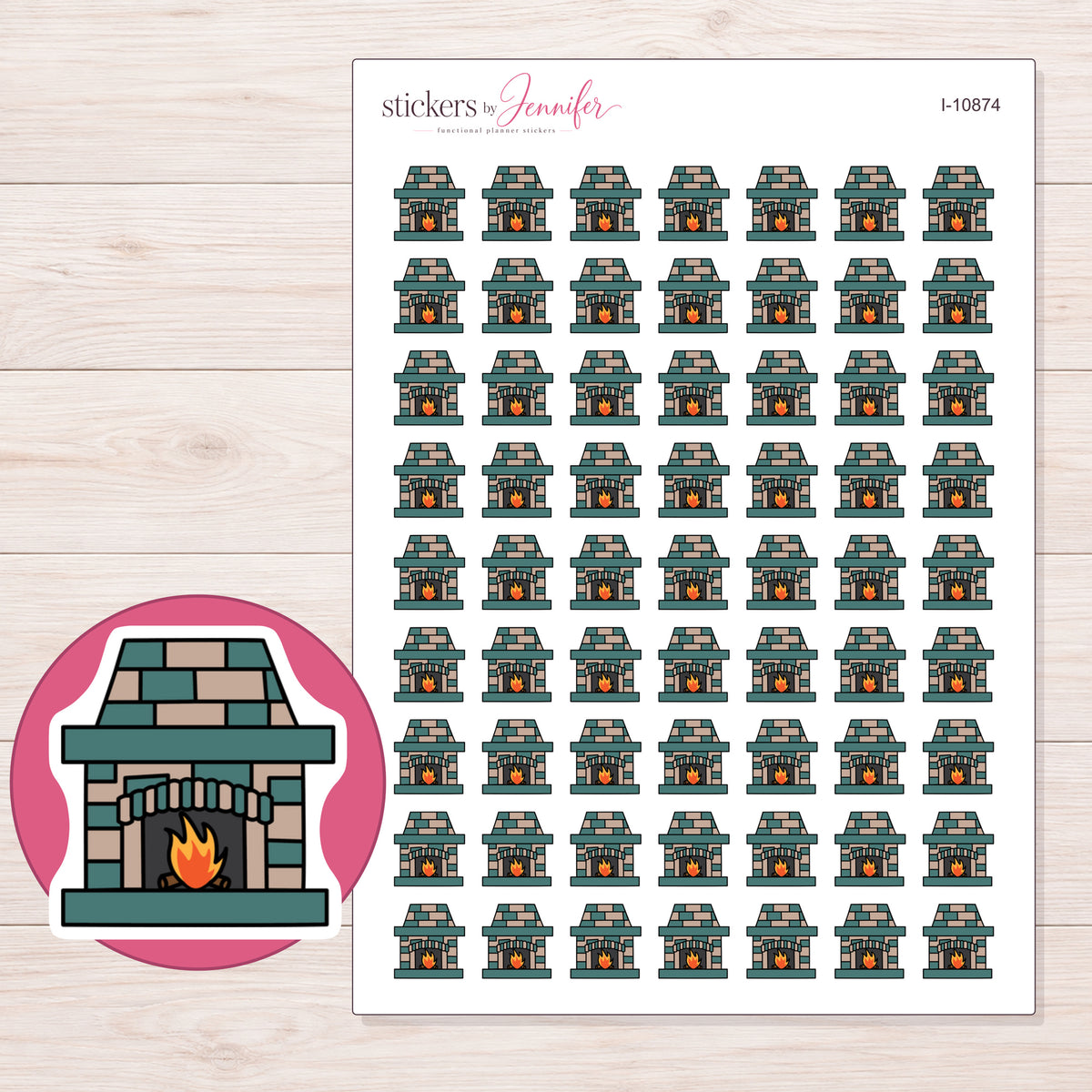 I-10874 planner sticker sheet with enlarged sticker detail